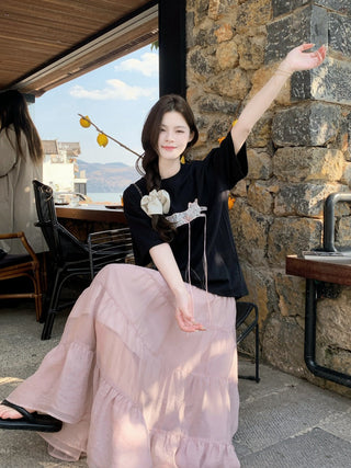Lace Patch Top with Skirt
