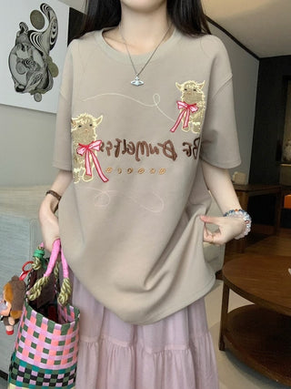 Embroidered Short Sleeve Top with Skirt