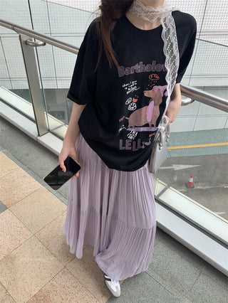 Dog Print Top with Pleated Skirt