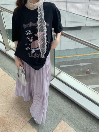 Dog Print Top with Pleated Skirt