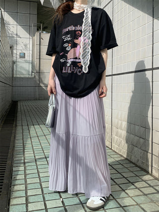 Dog Print Top with Pleated Skirt