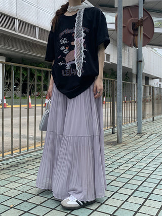 Dog Print Top with Pleated Skirt