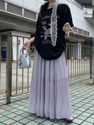 Dog Print Top with Pleated Skirt