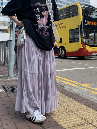 Dog Print Top with Pleated Skirt