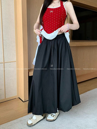 Drawstring White Skirt