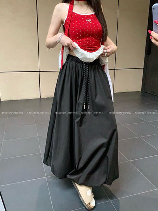 Drawstring White Skirt