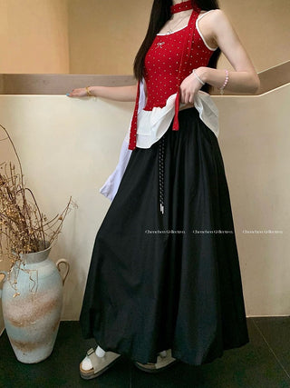 Drawstring White Skirt