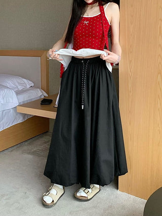 Drawstring White Skirt