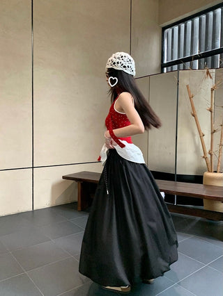 Drawstring White Skirt