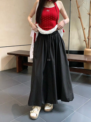 Drawstring White Skirt