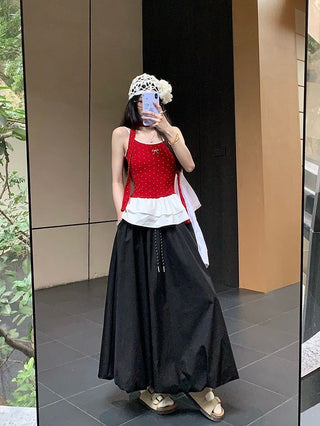 Drawstring White Skirt