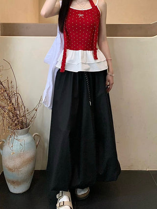 Drawstring White Skirt