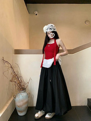 Drawstring White Skirt