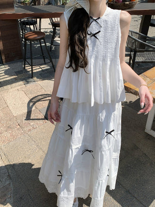 Bow Vest with Lace Skirt