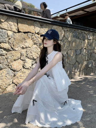 Bow Vest with Lace Skirt