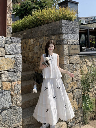 Bow Vest with Lace Skirt