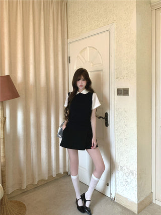 White Shirt with Black Skirt