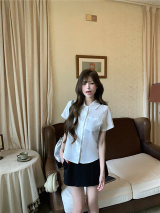 White Shirt with Black Skirt