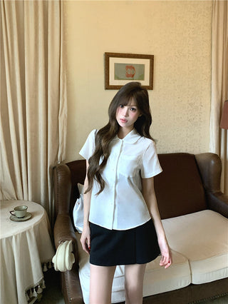 White Shirt with Black Skirt
