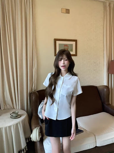 White Shirt with Black Skirt