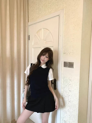 White Shirt with Black Skirt