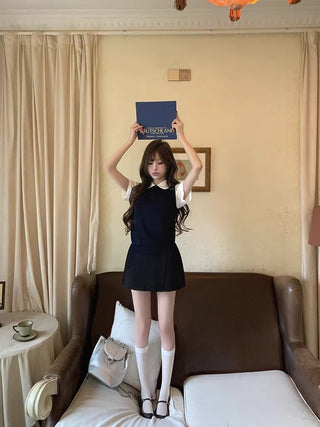 White Shirt with Black Skirt