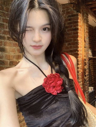 Flower Halter with Red Skirt