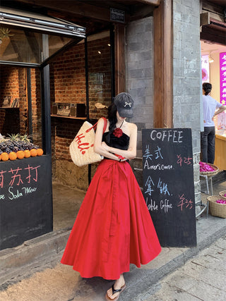 Flower Halter with Red Skirt