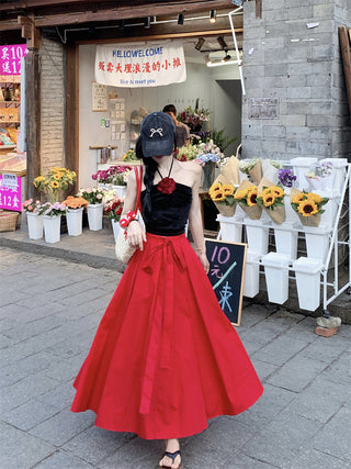 Flower Halter with Red Skirt