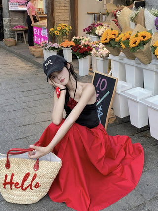 Flower Halter with Red Skirt