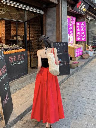 Flower Halter with Red Skirt