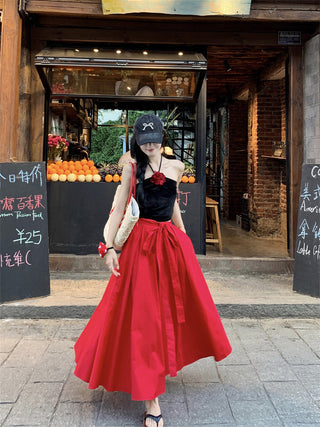 Flower Halter with Red Skirt