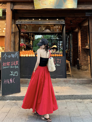 Flower Halter with Red Skirt