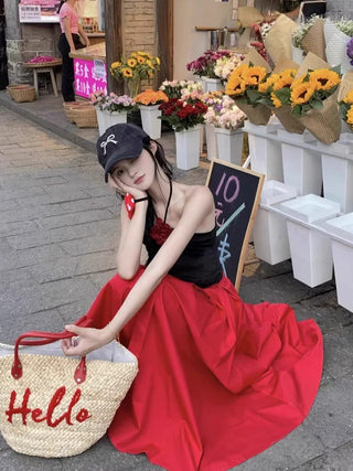 Flower Halter with Red Skirt