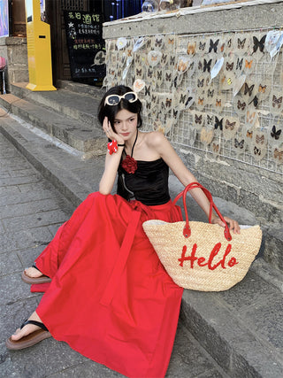 Flower Halter with Red Skirt