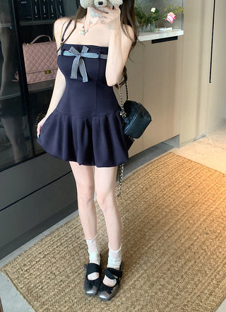 Lace-Up Bow Suspender Skirt