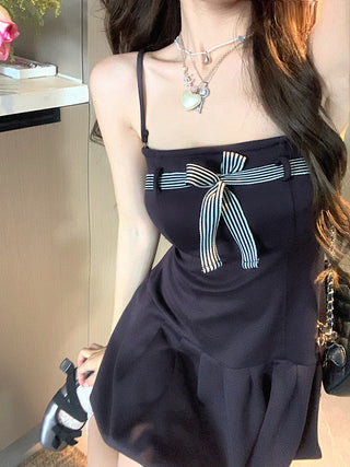 Lace-Up Bow Suspender Skirt