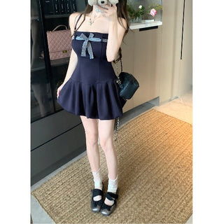Lace-Up Bow Suspender Skirt
