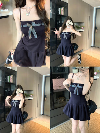 Lace-Up Bow Suspender Skirt