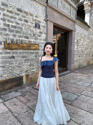 Ruffled Shoulder Vest