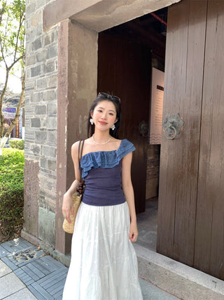 Ruffled Shoulder Vest