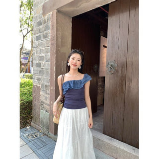 Ruffled Shoulder Vest