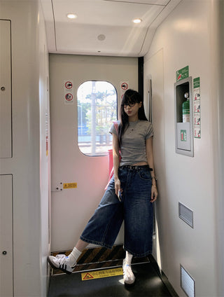 Dog Print Shoulder Top