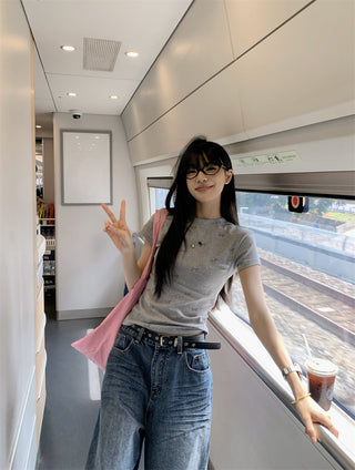 Dog Print Shoulder Top