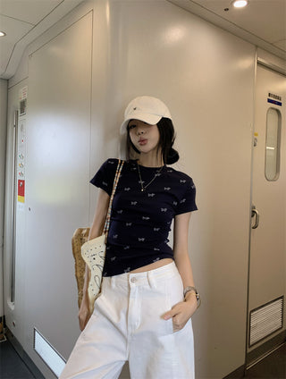 Dog Print Shoulder Top