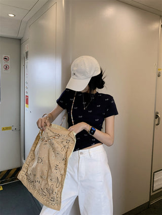 Dog Print Shoulder Top