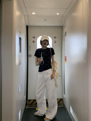 Dog Print Shoulder Top