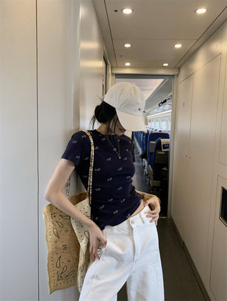 Dog Print Shoulder Top