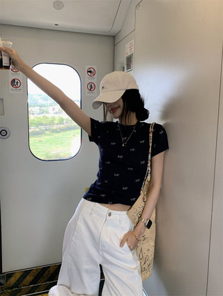 Dog Print Shoulder Top