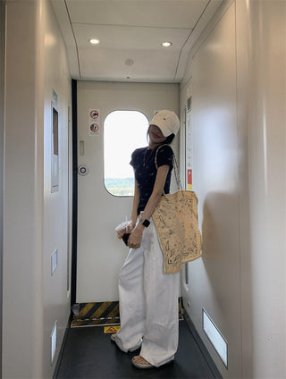 Dog Print Shoulder Top